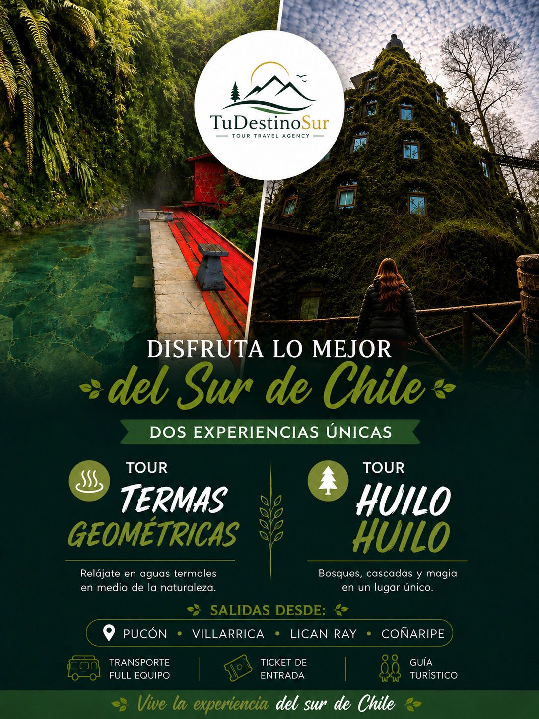Termas Geométricas y Huilo Huilo, dos experiencias de TU DESTINO SUR en el sur de Chile