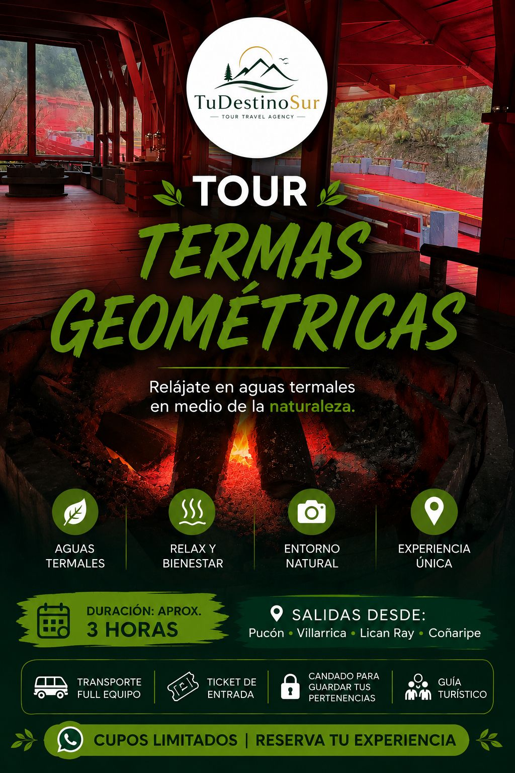 Afiche informativo del tour Termas Geométricas